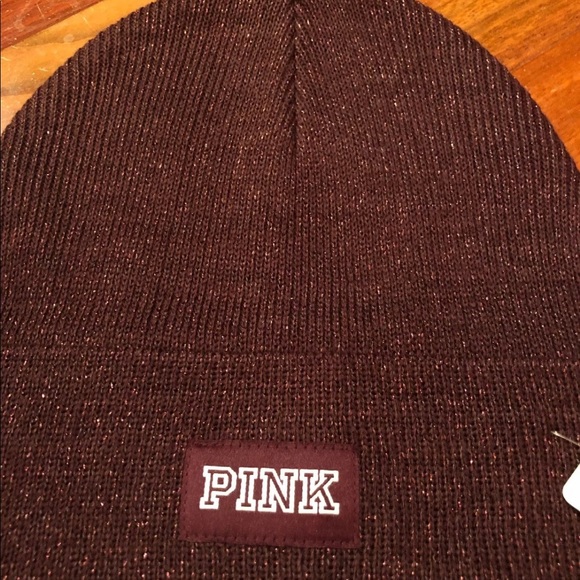 NWT Victoria Secret PINK Knit Sparkle Beanie Hat - Picture 2 of 3